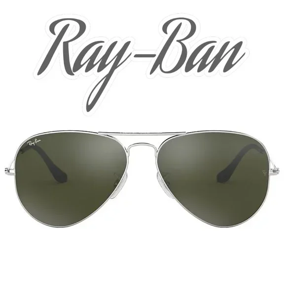 New RAY-BAN Large Metal Aviator Sunglasses Silver Frame Gray Gradient Lens AVIATOR GRADIENT Sunglasses in Silver and Grey Gradient  main image 4